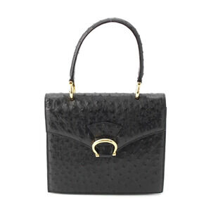 Celine Ostrich Leather Handbag Black